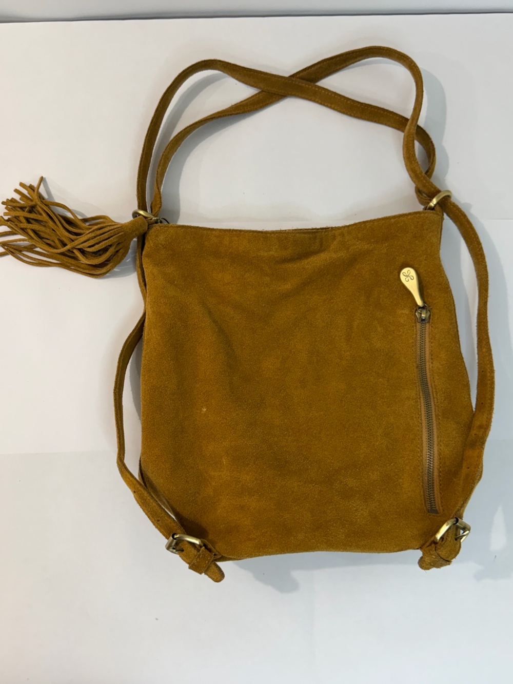 Hobo - Suede Tassel Crossbody Bag in Camel
